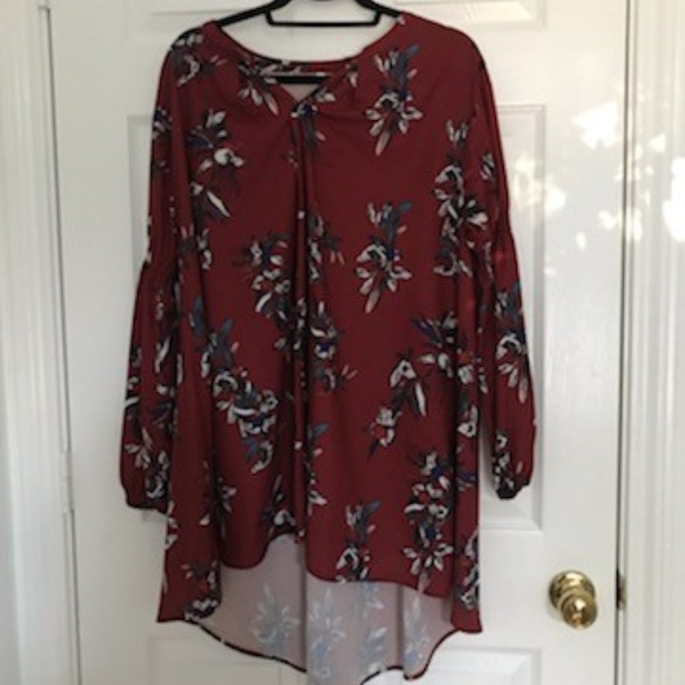 High-low Maroon Floral Dress